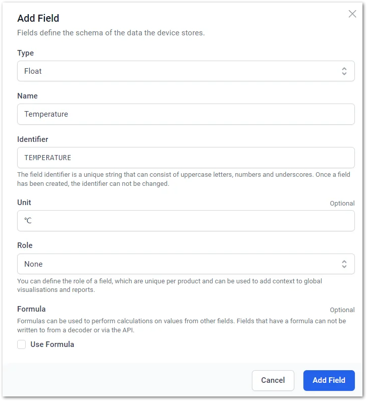 Set the related parameters of the field