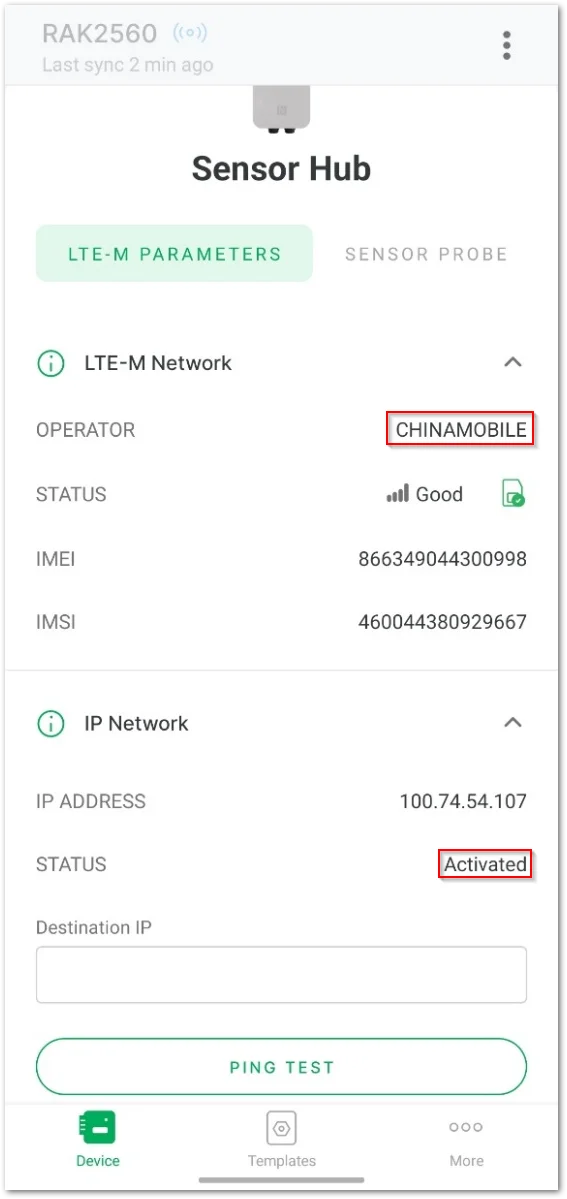 View the LTE-M Parameters tab