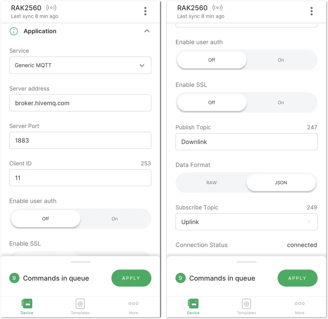 Configure the cellular network parameters