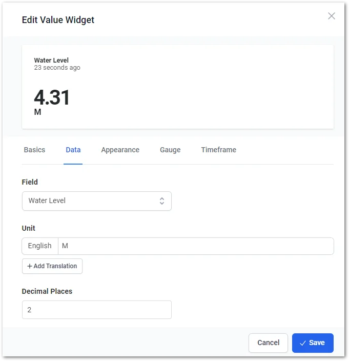 Select the visualization data field