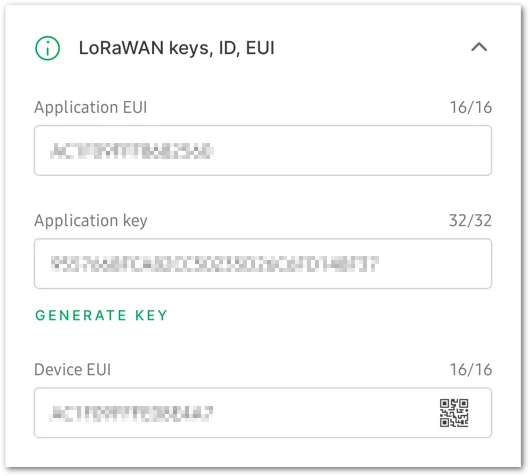 LoRaWAN parameters