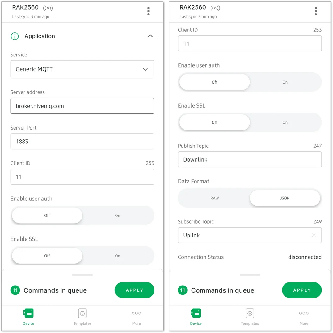 Configure the cellular network parameters