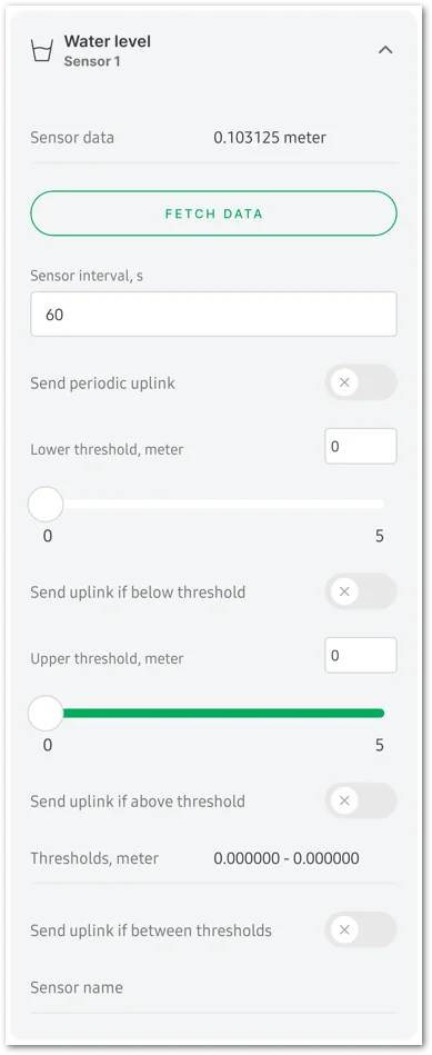 Set the sensor parameters