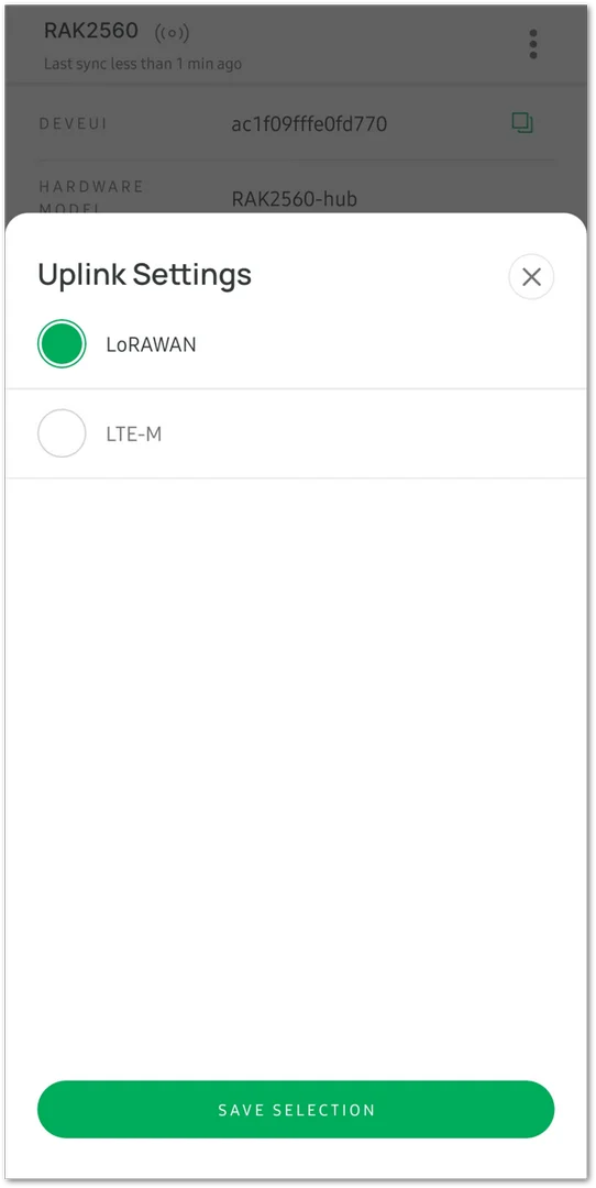 Uplink Settings option