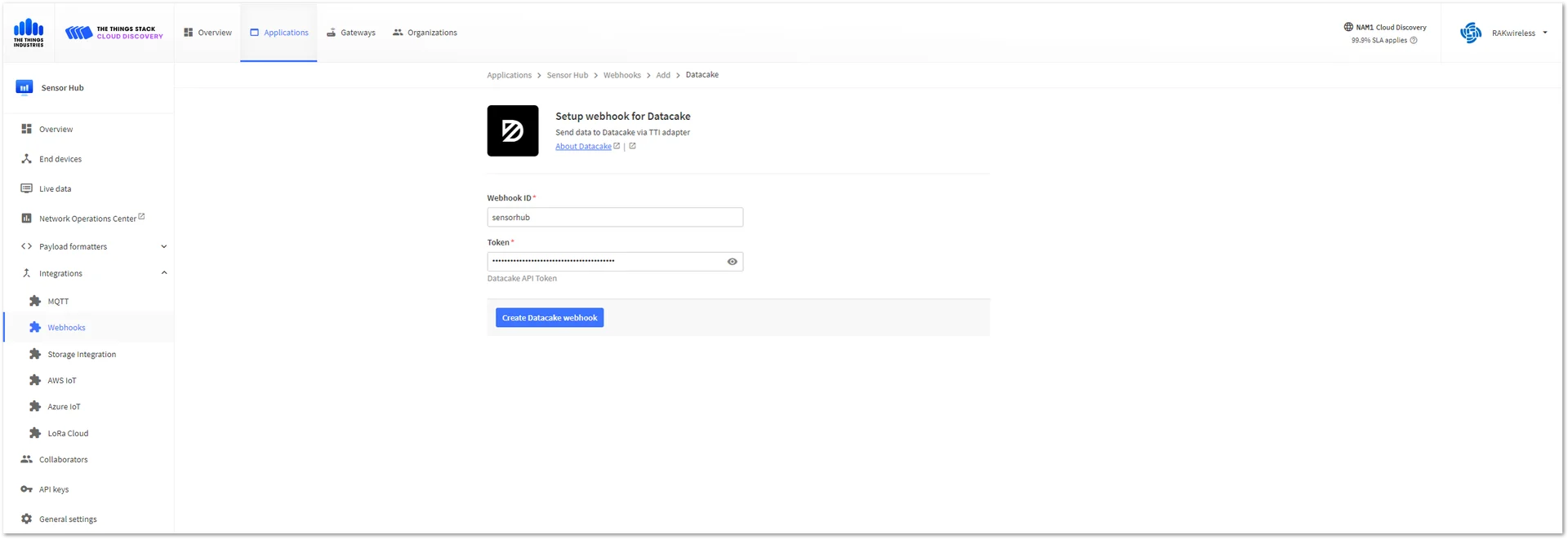 Create the Datacake Webhook