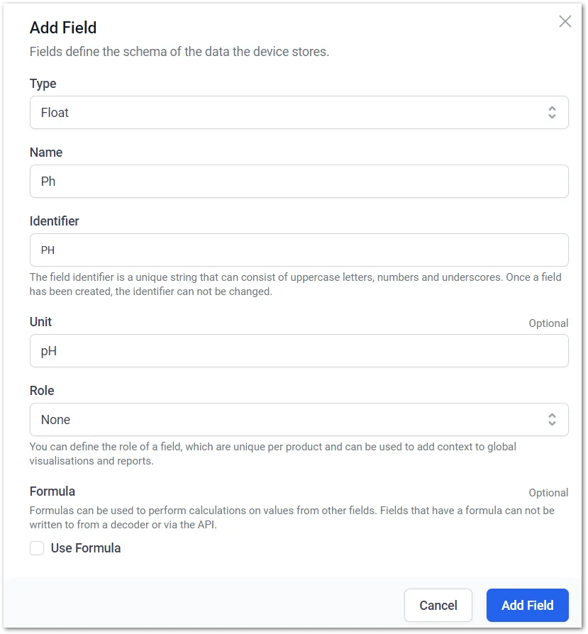 Configuration fields