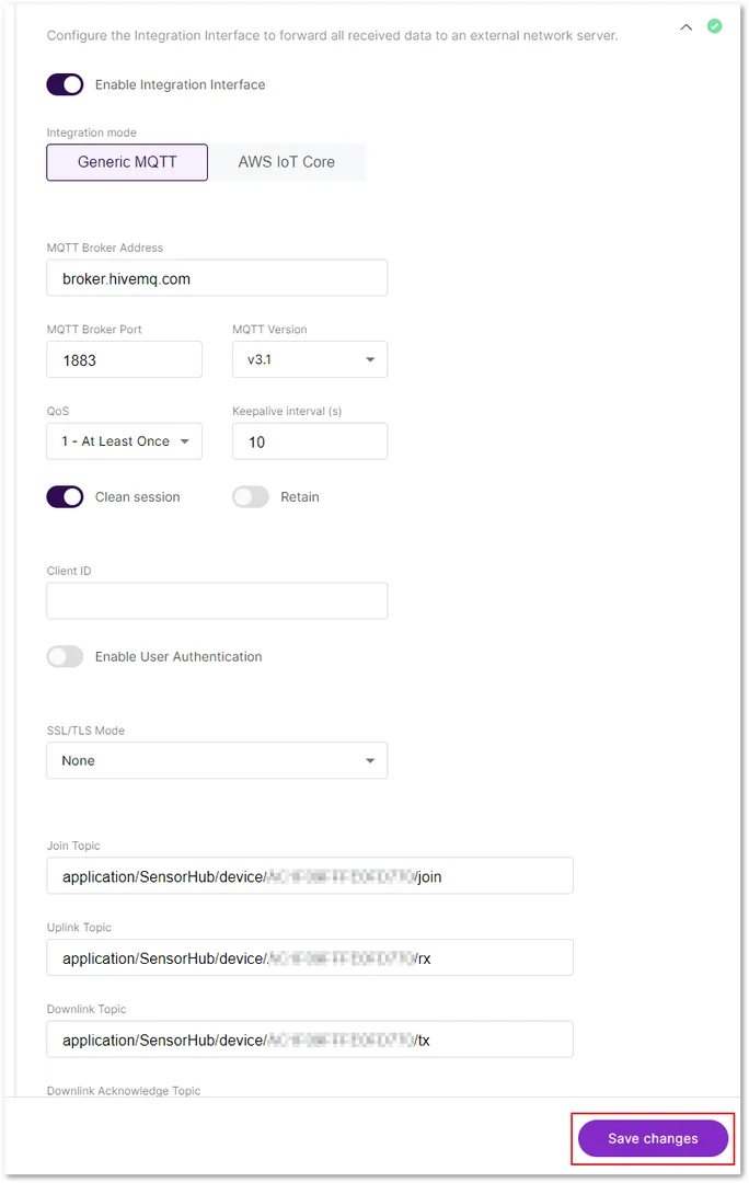 Set up MQTT integration