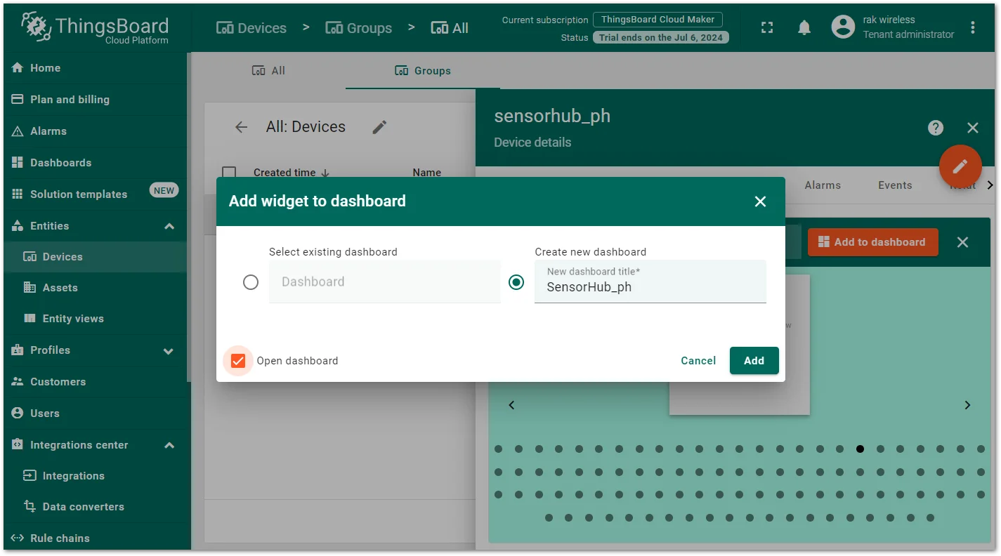 Add data to Dashboard