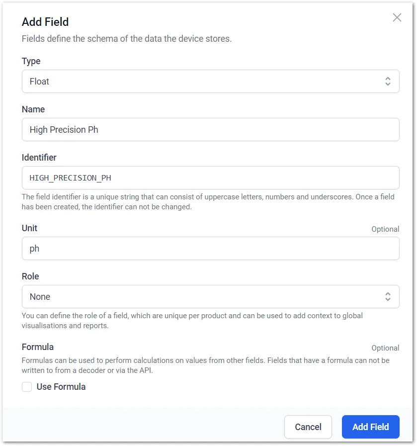 Set the related parameters of the field