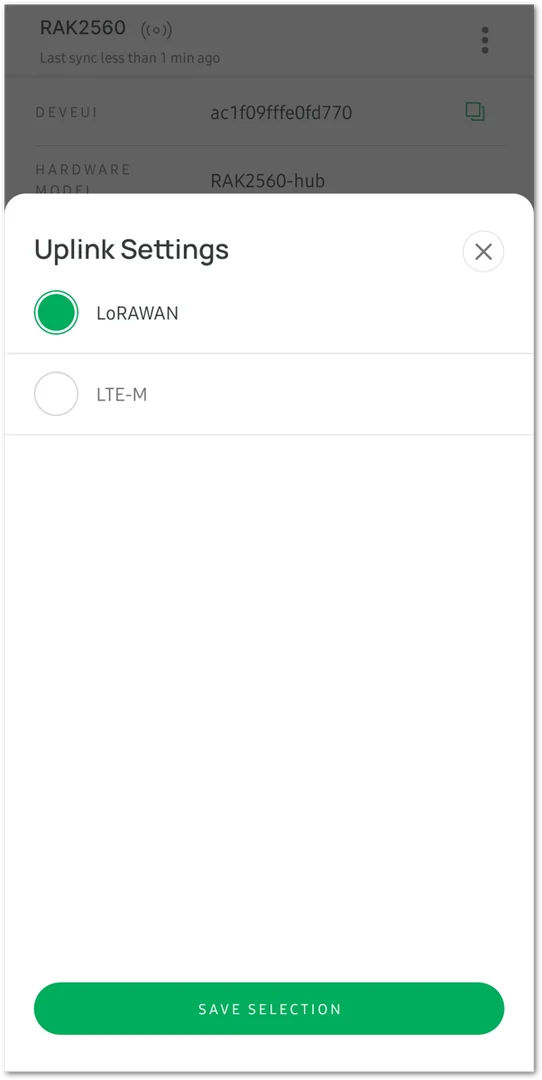 Uplink Settings option