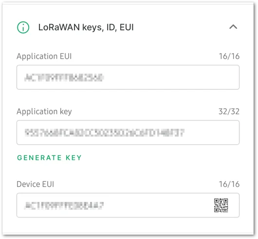 LoRaWAN parameters