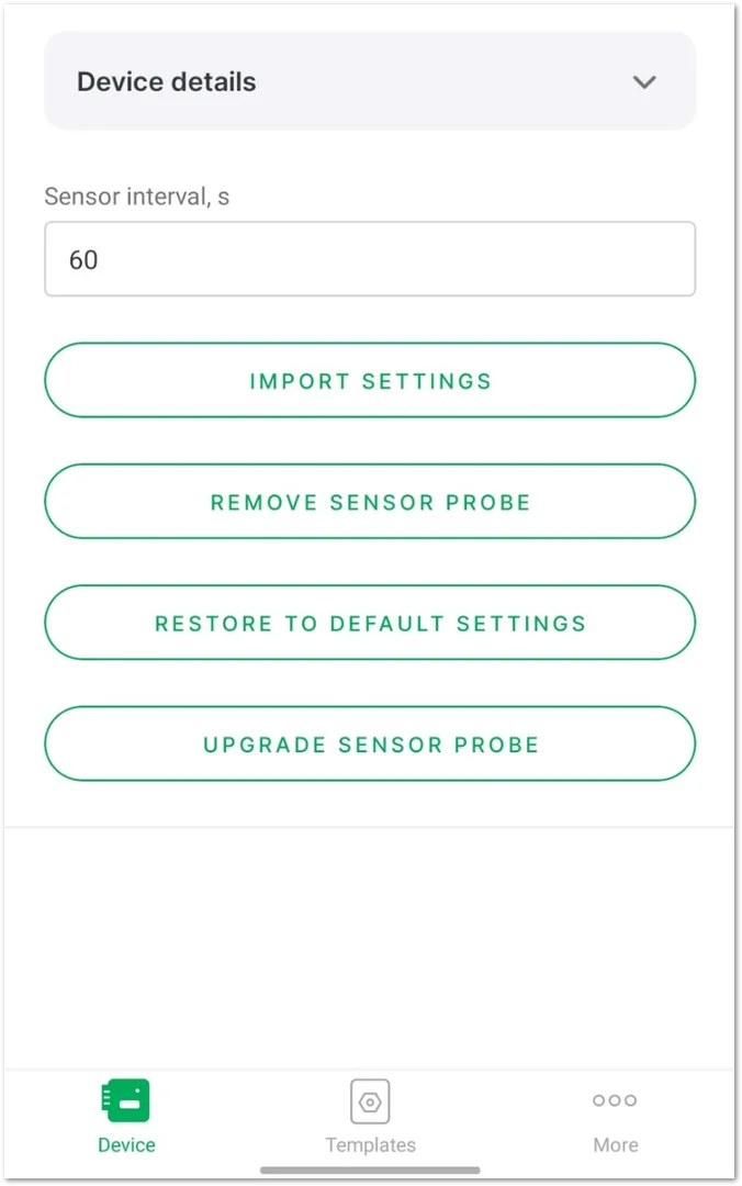 Set the sensor parameters