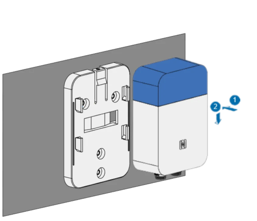 Align the device with the hanging tabs