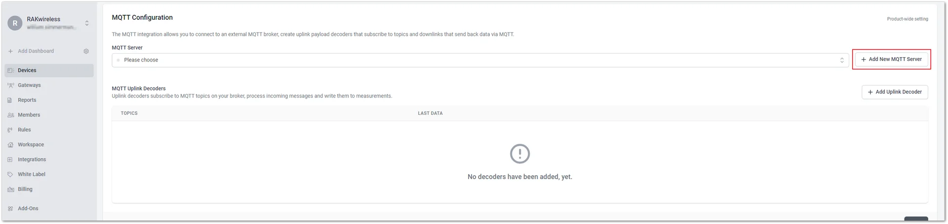 Configure the external MQTT Broker