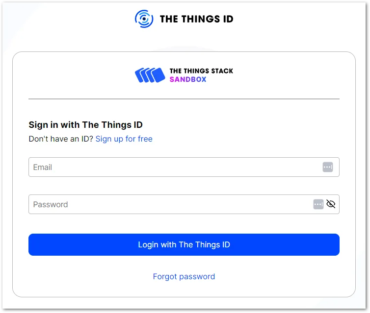 Log in to the TTN website
