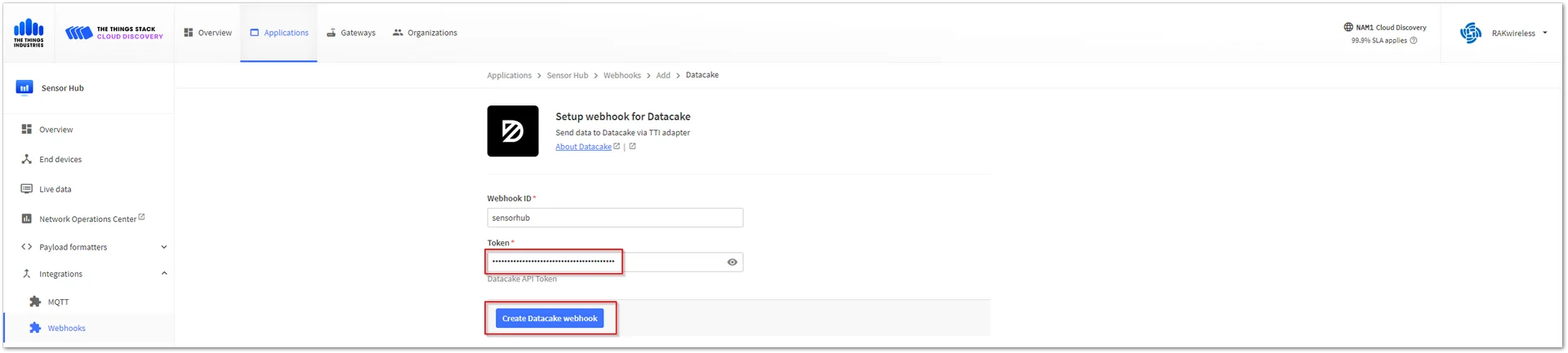 Create the Datacake Webhook