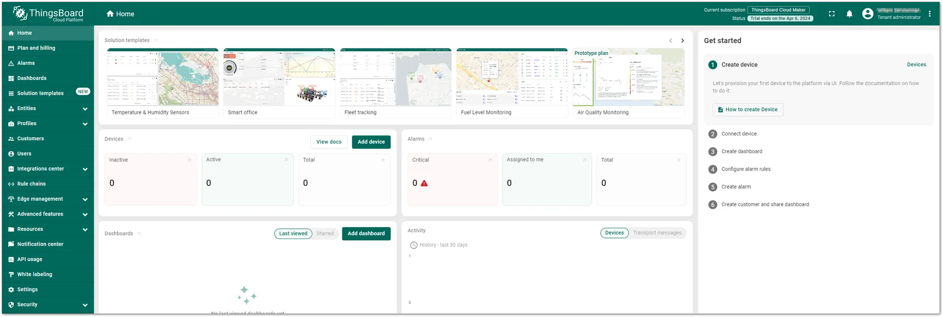 ThingsBoard homepage