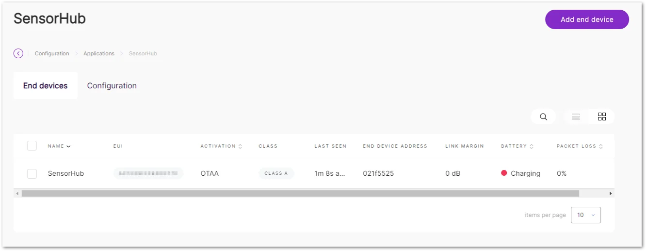 End devices tab