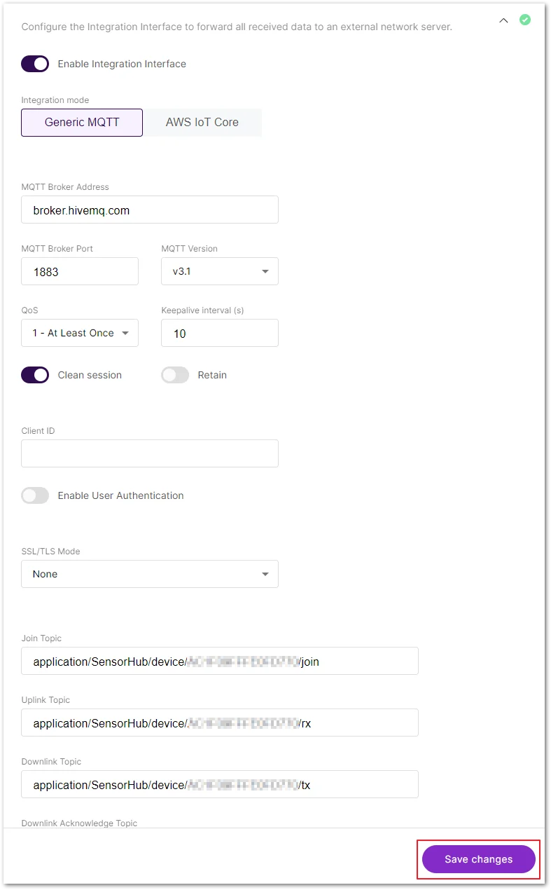 Set up MQTT integration