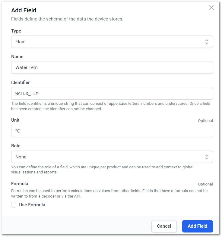 Configuration fields