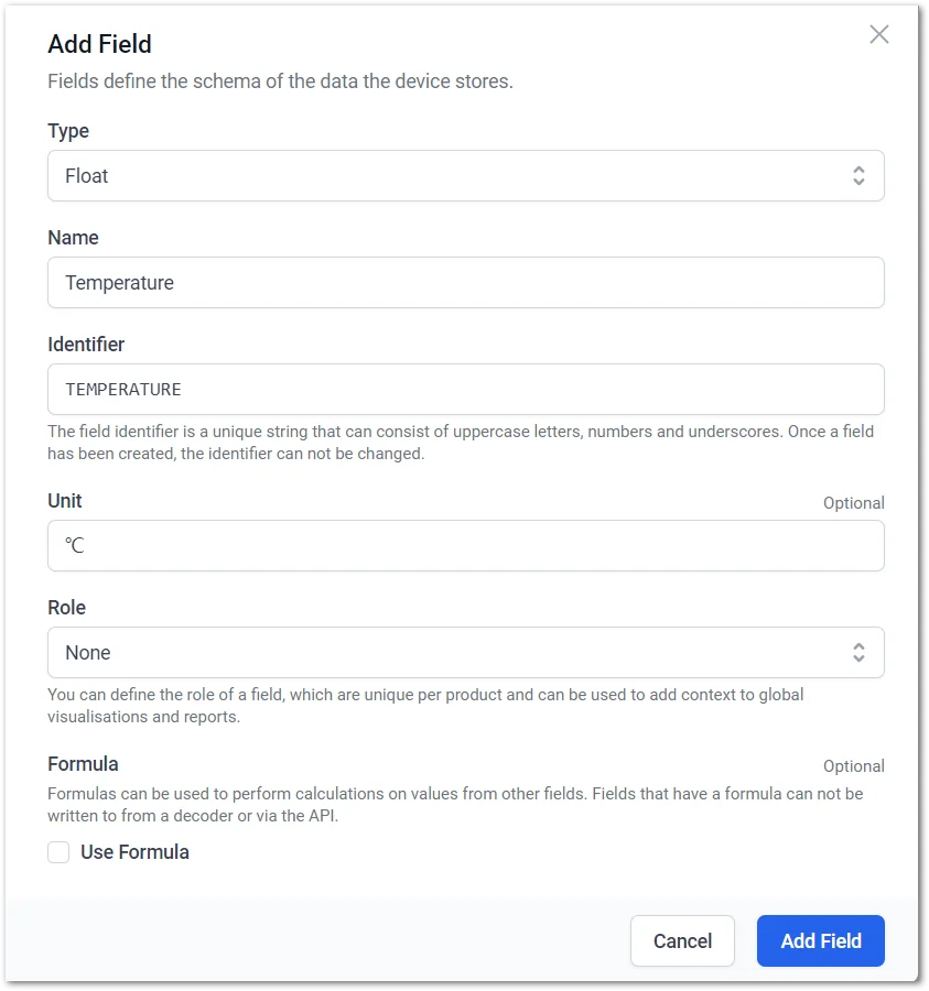 Set the related parameters of the field