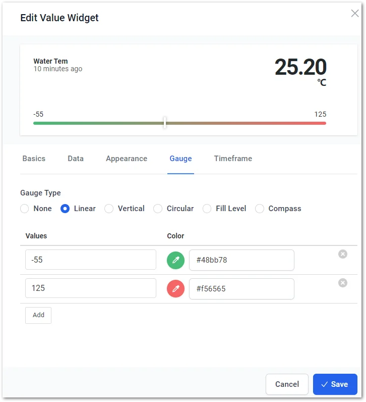 Set the widget type
