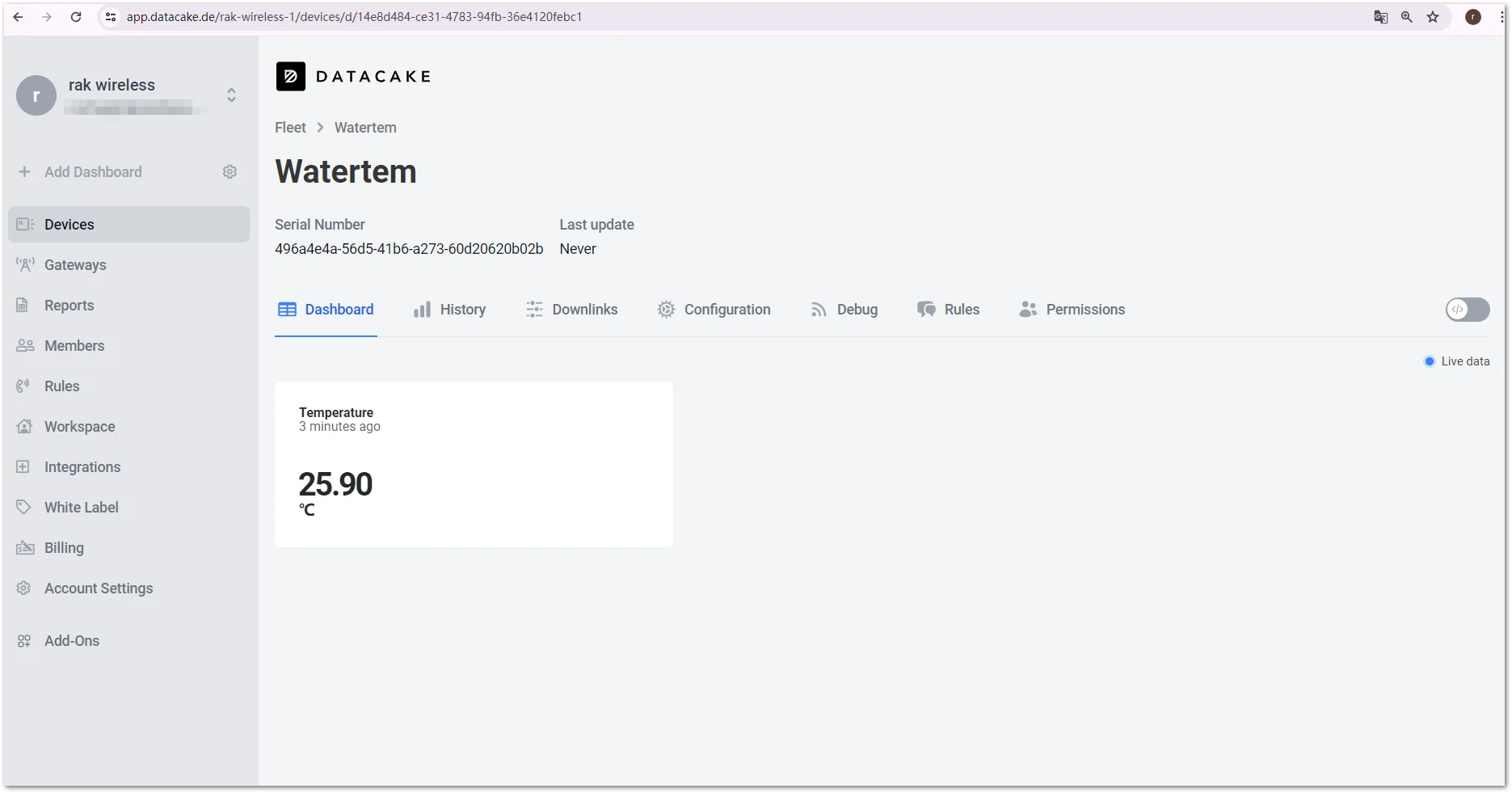 Successfully created Temperature widget