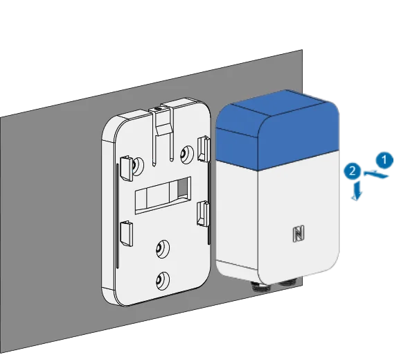 Align the device with the hanging tabs