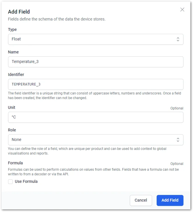 Set the related parameters of the field