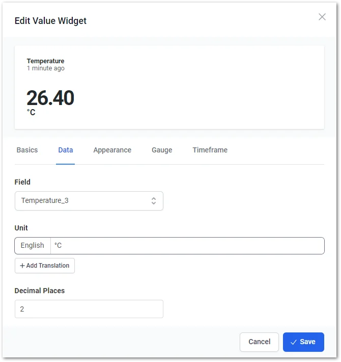 Select the visualization data field