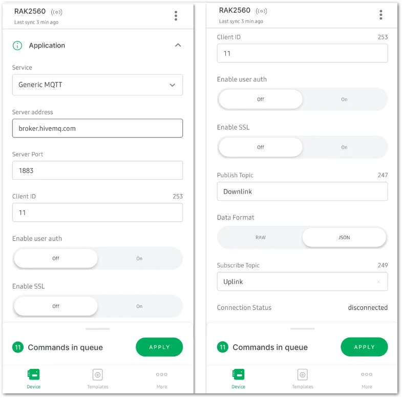 Configure the cellular network parameters